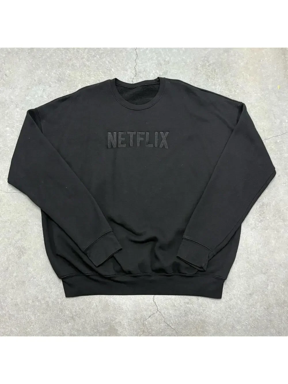 Netflix Embroidered Logo Black Pullover Crewneck Sweater